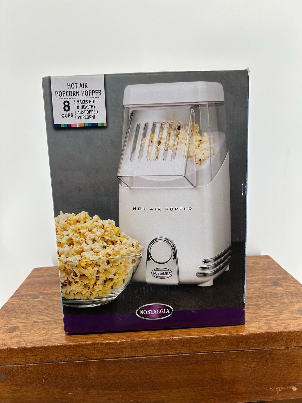 NOSTALGIA NIB White Hot Air Popcorn Popper 8 Cups No Oil